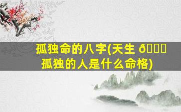 孤独命的八字(天生 🐈 孤独的人是什么命格)